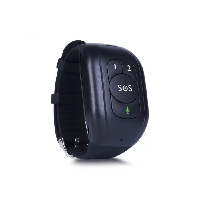Zwart mijnSOS MS-V10 4G-alarmhorloge met SOS-knop