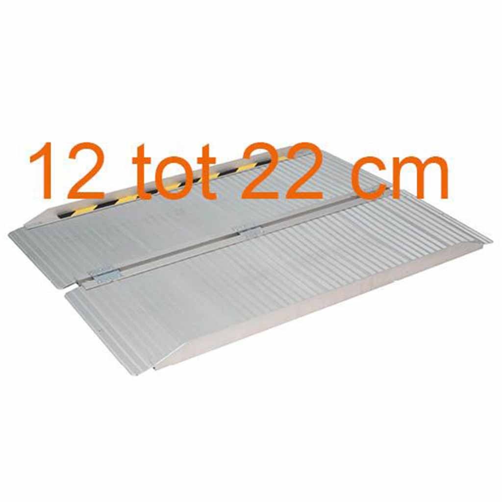Opvouwbare aluminium oprijplaat voor 12 tot 22 centimeter hoogte