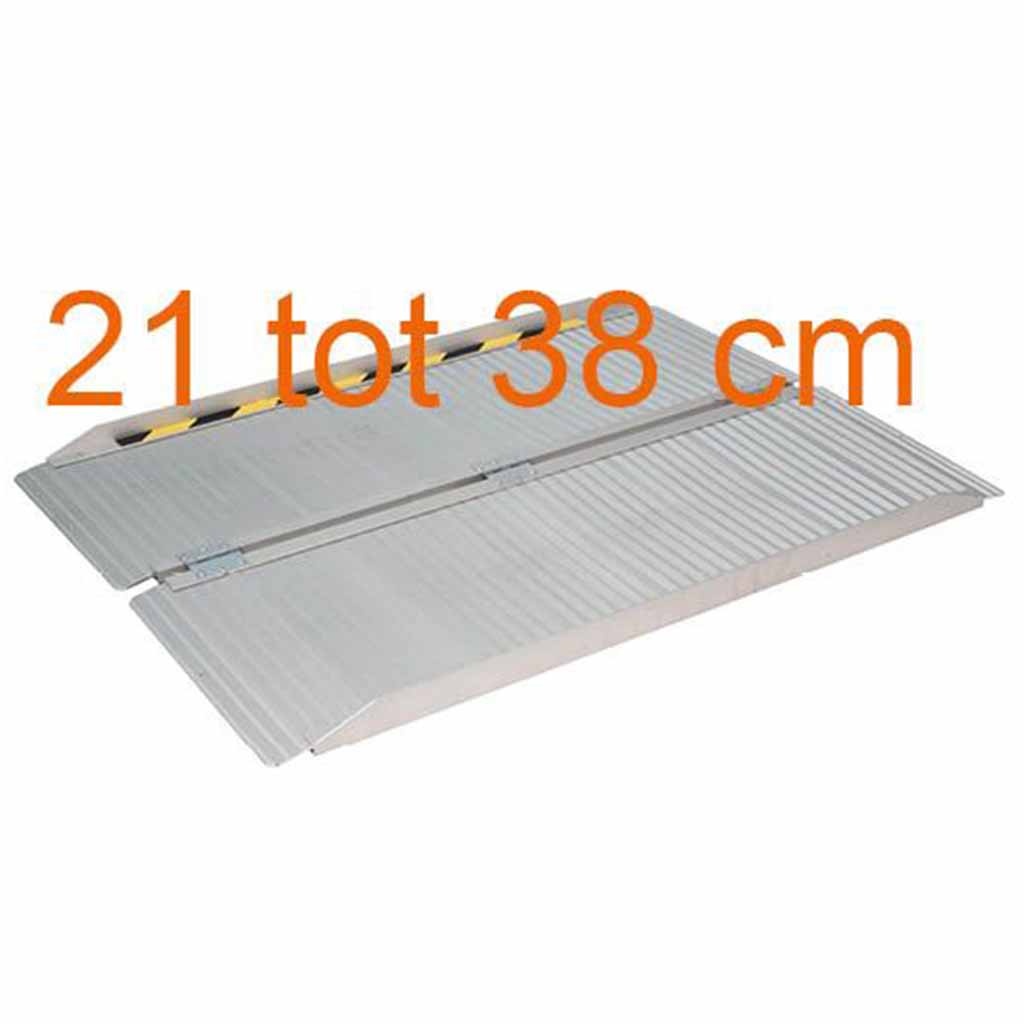 Opvouwbare aluminium oprijplaat voor 21 tot 38 centimeter hoogte