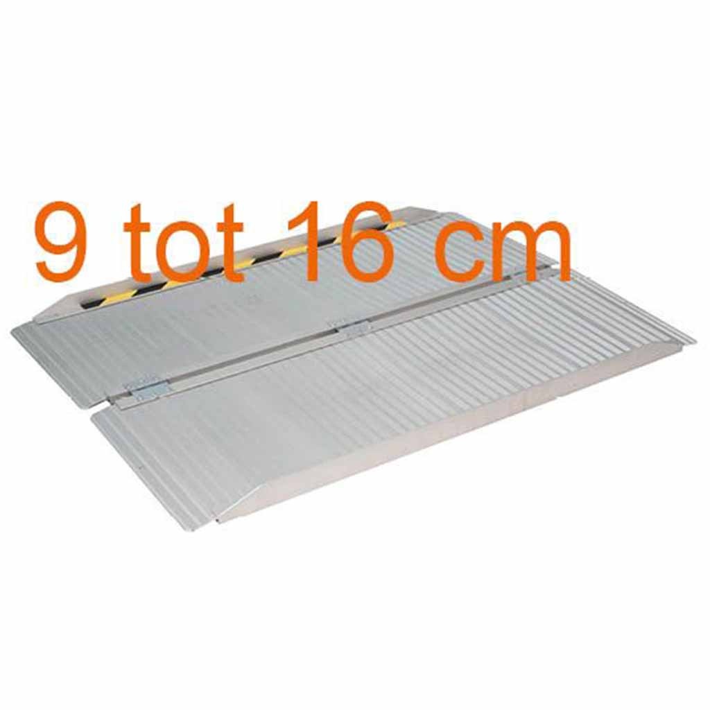 Opvouwbare aluminium oprijplaat voor 9 tot 16 centimeter hoogte