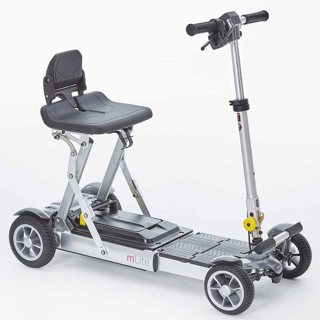 Grijze mLite lichtgewicht opvouwbare scootmobiel